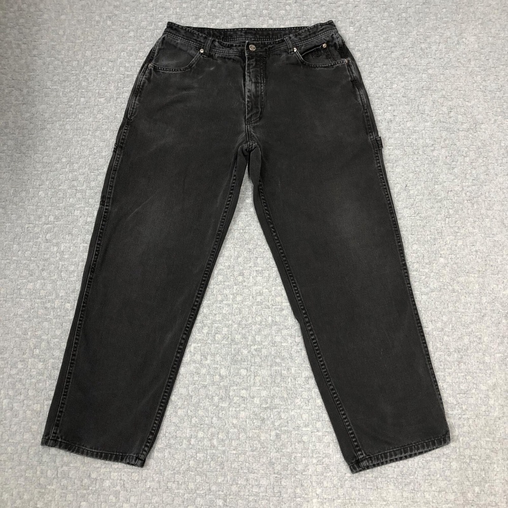 Harley Davidson Jeans Mens 34x32 Black Carpenter Denim Motorcycle Pants Casual